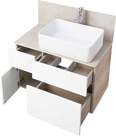 Акватон Тумба с раковиной Мишель 80 с гранитной столешницей дуб эндгрейн/белый – фотография-2